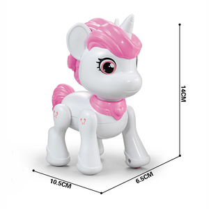 Mini <span class=keywords><strong>Robot</strong></span> rampant <span class=keywords><strong>licorne</strong></span> rose de dessin animé à piles marche interactive et effets sonores <span class=keywords><strong>jouet</strong></span> électronique parfait pour les filles - Product Image 4