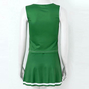 Conjunto de Dos Piezas para Animadora, Top sin Mangas con Cuello en V y Falda Plisada, Uniforme Deportivo con Bloques de Color, Primavera Verano - Product Image 2