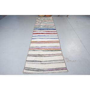 Turkish <b>Rug</b>, 2.9x10 ft <b>Runner</b> <b>Rug</b>, White Floral Wool Vintage <b>Rug</b> - Product Image 3