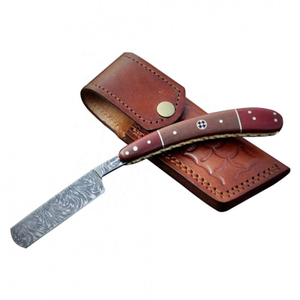 Maquinilla de afeitar de hoja afilada plegable de peluquero con mango de madera para hombres, maquinillas de afeitar de barba de peluquero al por mayor con hoja afilada - Product Image 3