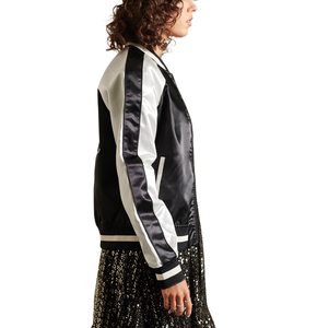 Veste en satin pour femme 2026, haute qualité, 100 % polyester, impression de logo personnalisée, nouveau design avec col montant et décoration appliquée - Product Image 4