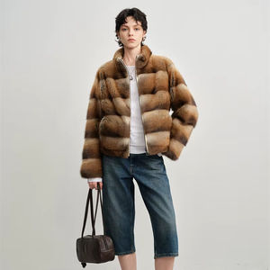 Женская однобортная куртка из меха норки с воротником-стойкой - Product Image 5