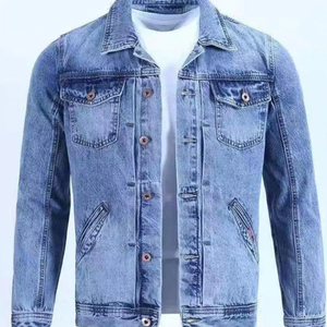 Chaqueta Vaquera de Mezclilla para Hombre, de Alta Calidad, OEM, de Algodón Grueso, Negra, Azul Marino, con Bordado, Logotipo Personalizado, Talla Grande - Product Image 1