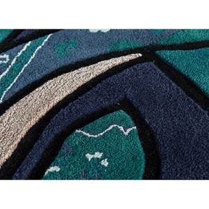 Tapis rectangulaire Concoction Blue en laine et viscose tufté à la main, motif abstrait, 9x12, épaisseur 10mm, pour la maison et le couloir, idéal pour les adolescents - Product Image 3