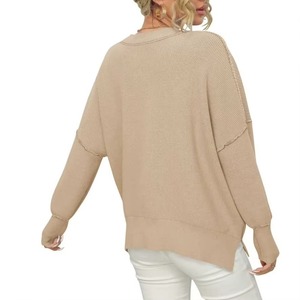 Femmes hiver mode décontracté couleur unie pull ample manches longues tricot chemise nouveau Design pull - Product Image 5