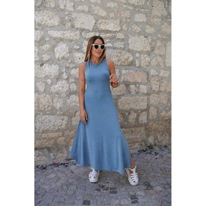 <span class=keywords><strong>Abito</strong></span> lungo da donna in viscosa di Jane <span class=keywords><strong>con</strong></span> dettaglio incrociato sul retro e scollo rotondo per l'uso quotidiano casual - Product Image 1
