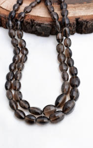 ลูกปัดพลอยควอตซ์สโมคกี้ธรรมชาติจากบราซิล ทรงรีเหลี่ยมเพชรพลอย ขนาด 16 นิ้ว สำหรับทำเครื่องประดับชั้นดี - Product Image 3