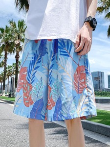 Shorts Pantalons de plage d'été pour hommes Couple Grand pantalon à séchage rapide avec fentes Pantalon en soie glacée de grande taille de cinq pouces - Product Image 2