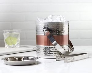 Seau à glace en cercle en fer plaqué or martelé avec poignée Design élégant pour les bars de fêtes Usage domestique Durable Élégant Écologique - Product Image 5