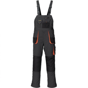 TERRATREND <b>Men's</b> Workwear <b>Dungarees</b> Size 56 Dark Grey/<b>Black</b>/Orange - Product Image 2