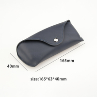 Étui à lunettes portable en cuir PU souple rembourré, artisanal, vintage, minimaliste, bleu plume, léger et résistant à la pression