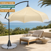 Parasol suspendu de 3 m noir et blanc, résistant à l'eau, en tissu personnalisé, pour hôtel, jardin, piscine, style banane