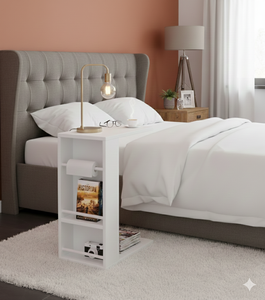 Mesa Auxiliar Moderna y Elegante en Forma de C, Diseño Robusto de Metal y Madera con Almacenamiento, Marca Privada OEM, Entrega en la UE, Venta al Por Mayor B2B - Product Image 2