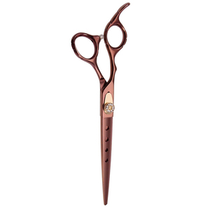 Las tijeras de aseo canino más vendidas, hojas perforadas de acero inoxidable de Color dorado y titanio, tijeras para diestros para el cuidado de mascotas - Product Image 3