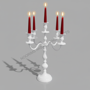 <b>White</b> Table Top Five Arm <b>Candle</b> Holder Candelabra Votive Stand for Wedding Birthday Party Decorative Home Decor Factory Exporter - Product Image 2