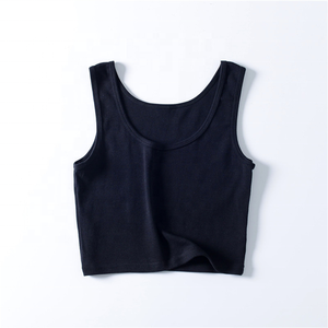 Débardeur côtelé de qualité supérieure pour femmes, gilet athlétique court de gymnastique gris uni, vente en gros - Product Image 3
