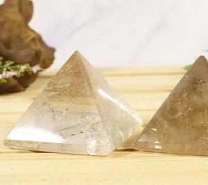 Vente en gros belle pyramide en cristal de quartz fumé poli pierre précieuse semi-précieuse sculpture faite bel outil de méditation pour la guérison - Product Image 6