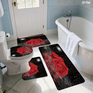 Ensemble de tapis de salle de bain imprimés sur mesure avec motif animal, rideau de douche antidérapant, tapis de bain - Product Image 1