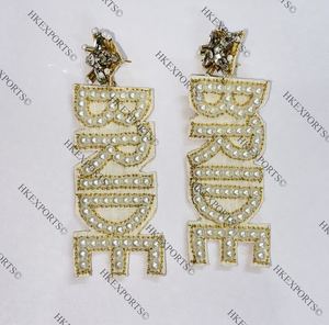 Handmade Luxury <b>Crystal</b> Beads Bridal Earrings White Gold Plated Statement <b>Jewelry</b> for Brides Bridesmaids Fashion Hoop Earrings - Product Image 1