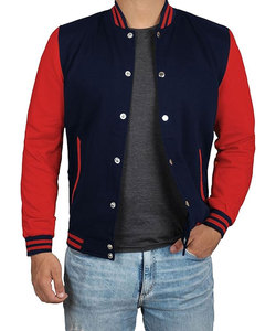 High School Letterman Men's Varsity <b>Jacket</b> Bomber Style Solid <b>Pattern</b> Fleece Baseball <b>Jacket</b> with Button Decoration - Product Image 1