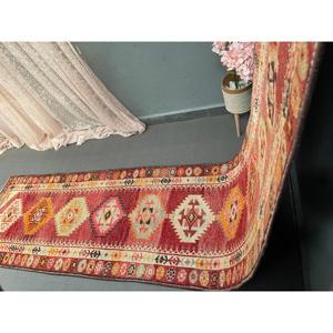 Vintage Turkish <b>Runner</b> Rug 2.8x13.5 ft, Herki <b>Red</b> Wool Rug - Product Image 3