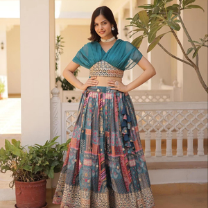 Artriddhs seda rusa rica digital impresa dulhan lehenga choli compras en línea en la India - Product Image 1