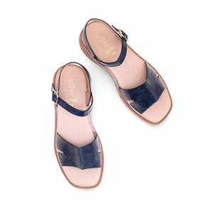 Bleu décontracté bride à la cheville talon sandale CL7163 pour femmes confortable bout ouvert compensé avec dos ouvert comptoir plate-forme compensée - Product Image 1