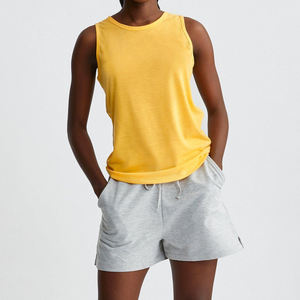 Camisetas sin mangas de jersey transpirables de alta calidad para mujer, de largo extendido, personalizables con etiqueta frontal, diseño liso - Product Image 1