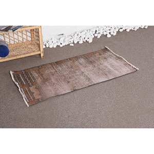 Alfombra de lana estilo bohemio de 1,8x3,8 pies en marrón y Beige Patchwork área grande con respaldo de látex para dormitorio patrón de pasillo rectangular - Product Image 2