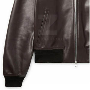 Chaqueta Bomber de Cuero de Invierno de Alta Calidad en Oferta, para Hombre, con Cuello Alto, Logotipo Frontal, Transpirable, Ecológica, Impermeable y Personalizable - Product Image 4