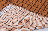 Tapis Beni Ourain à carreaux brun chocolat, grand tapis berbère en laine marocaine personnalisé, décoration d'intérieur