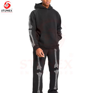 Chándales de hombre personalizados Sudadera con capucha elegante de talla grande con técnica de diamantes de imitación Ropa hecha a pedido - Product Image 6