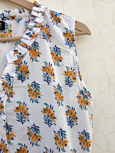 Main bloc imprimé sans manches robe d'été | Robe en coton | Imprimé floral | Fait à la main - Product Image 2