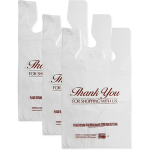 Venta al por mayor de bolsas de plástico reutilizables para camisetas con asa de chaleco, bolsas de compras para supermercado, superficie de impresión en huecograbado, gracias - Product Image 4