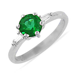 Romantic 925 Silver Emerald <b>Ring</b> for Women Rhodium Plated with Cross Pattern Fine Gemstone Jewelry Featuring Zircon <b>Pearl</b> Inlay - Product Image 1