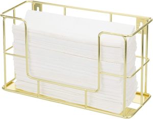 Moderno latón tono Metal alambre comercial montado en la pared o papel de mesa doblado toallero dispensador estante servilletero - Product Image 1