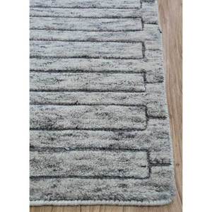 Zuri Hand Knotted Wool <b>Rugs</b> Grey Black Striped <b>Boho</b> Style Rectangle AKWL-1123 for Home Living Room Hallway Abstract Room Carpet - Product Image 4