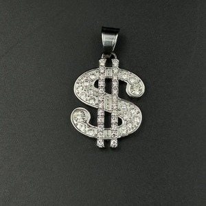 Top qualité Dollar signe pendentif diamant étincelant glacé pendentif argent symbole conception élégant audacieux pendentif et breloque pour unisexe - Product Image 4