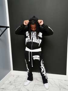 New Design Heavyweight Cotton Two Piece Sets Sweatsuits Custom Embroidery logo <b>Patched</b> Mens Applique Tracksuits Set - Product Image 6