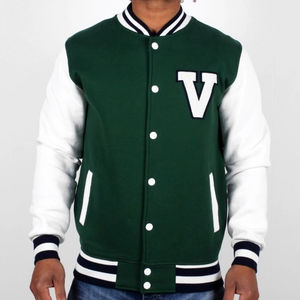 Chaqueta Bomber Varsity Verde Personalizada para Hombre, Manga Larga, Botones, Cardigan Acolchado, Estilo Béisbol, Cuello Alto, Logotipo Frontal - Product Image 6