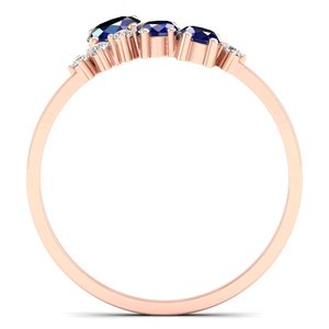 Bagues de fiançailles et de promesse REYES de luxe en argent sterling 925 avec saphir bleu et moissanite, bijoux fins délicats pour mariage - Product Image 4