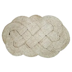 手工编织矩形黄麻地毯家居装饰圆形地毯天然黄麻垫入口卧室地毯整体销售价格