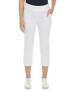 Pantalones Capri Blancos para Mujer, Cintura Elástica, Color Sólido, Casuales, Tejido Elástico, Transpirables, Ligeros, para Uso en Exteriores - Product Image 1