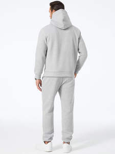 Heavyweight 500GSM Fleece Tracksuit for <b>Men</b> Custom Printing Zip Hoodie <b>Jogger</b> Pants <b>Navy</b> Grey Color Block Design Winter - Product Image 2