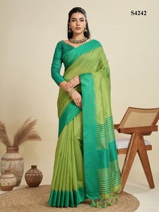 Soie brute Khadi de qualité supérieure avec bordure tissée Saree Fabricant et fournisseur de mode pour femme de Surat au taux le plus bas - Product Image 5