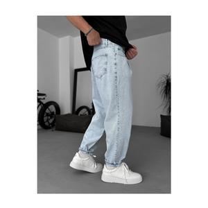 กางเกงยีนส์ผ้าฮิปฮอปซักสำหรับผู้ชายกางเกงยีนส์ลำลองขากว้างเป็นมิตรต่อสิ่งแวดล้อมผ้า100% - Product Image 2