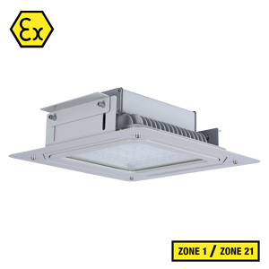 Corps en aluminium injecté, LED antidéflagrante pour station-service, Zone 1 et Zone 21, IP67 IK10, certifié antidéflagrant industriel ATEX - Product Image 1