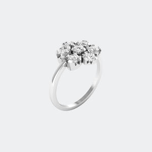 0,50 Karat runder Diamant-Blumencluster-Ring aus 14 Karat Gold, im Labor gezüchteter D-Farb-Diamant, minimalistischer floraler Verlobungsring für Damen - Product Image 1