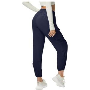 Pantalons cargo décontractés à taille haute en coton 100% personnalisés, coupe ample, avec poches, pour la vente en ligne à bas prix - Product Image 3