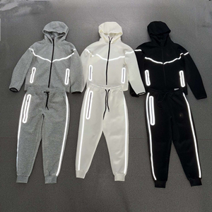 Ensemble de survêtement homme Tech Fleece d'été, 2 pièces, avec sweat à capuche, 100% coton épais, séchage rapide, réfléchissant, personnalisable avec logo de marque, style décontracté - Product Image 1